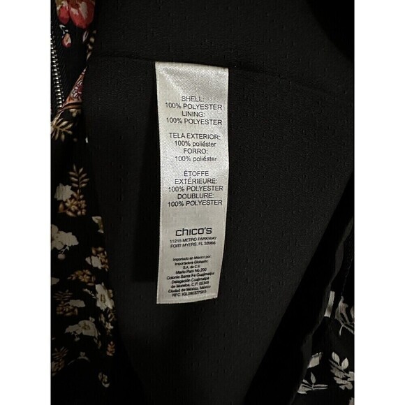 NEW Chicos Blouse Size XL Womens Bohemian Patchwork Zipper Front Top 3/4 Sleeve - Picture 5 of 6